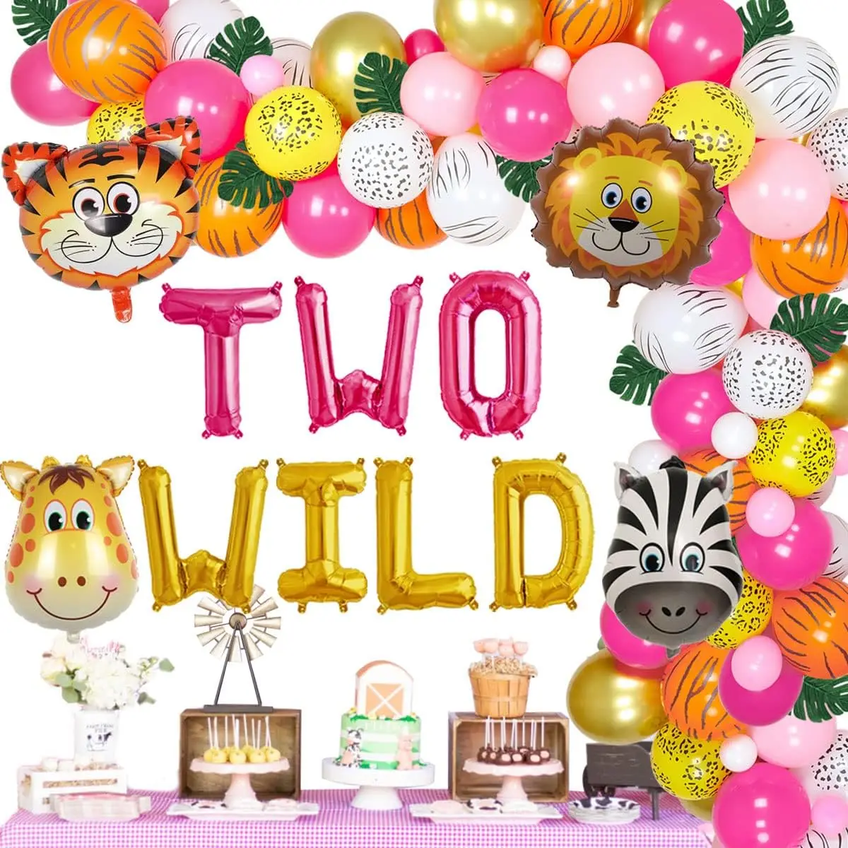 Jungle Theme 2nd Birthday Party Supplies for Girl Two Wild Birthday Decorations Safari Balloon Garland Kit and Artificial Leaves
Jungle Theme 2nd Birthday Party Supplies for Girl Two Wild Birthday Decorations Safari Balloon Garland Kit and Artificial Leaves