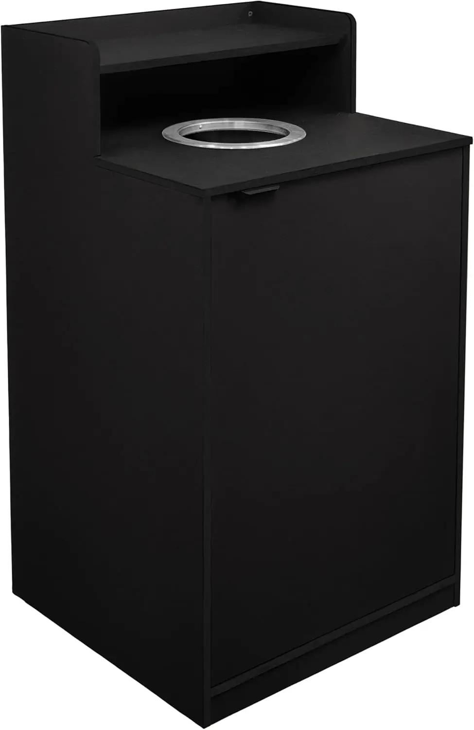 Tray Shelf and 8" Drop Hole, Commercial Grade Trash Receptacle for 32 Gallon Round Cans, Swing Door Access, Black
Tray Shelf and 8" Drop Hole, Commercial Grade Trash Receptacle for 32 Gallon Round Cans, Swing Door Access, Black