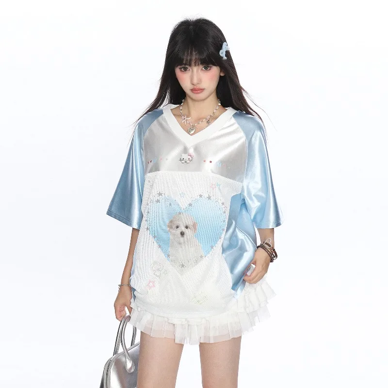 New Grid Love Dog Cartoon Cat 3D Printed Splicing Quick Drying V-neck Sports T-shirt 2025 Summer Short Sleeved Women's
New Grid Love Dog Cartoon Cat 3D Printed Splicing Quick Drying V-neck Sports T-shirt 2025 Summer Short Sleeved Women's