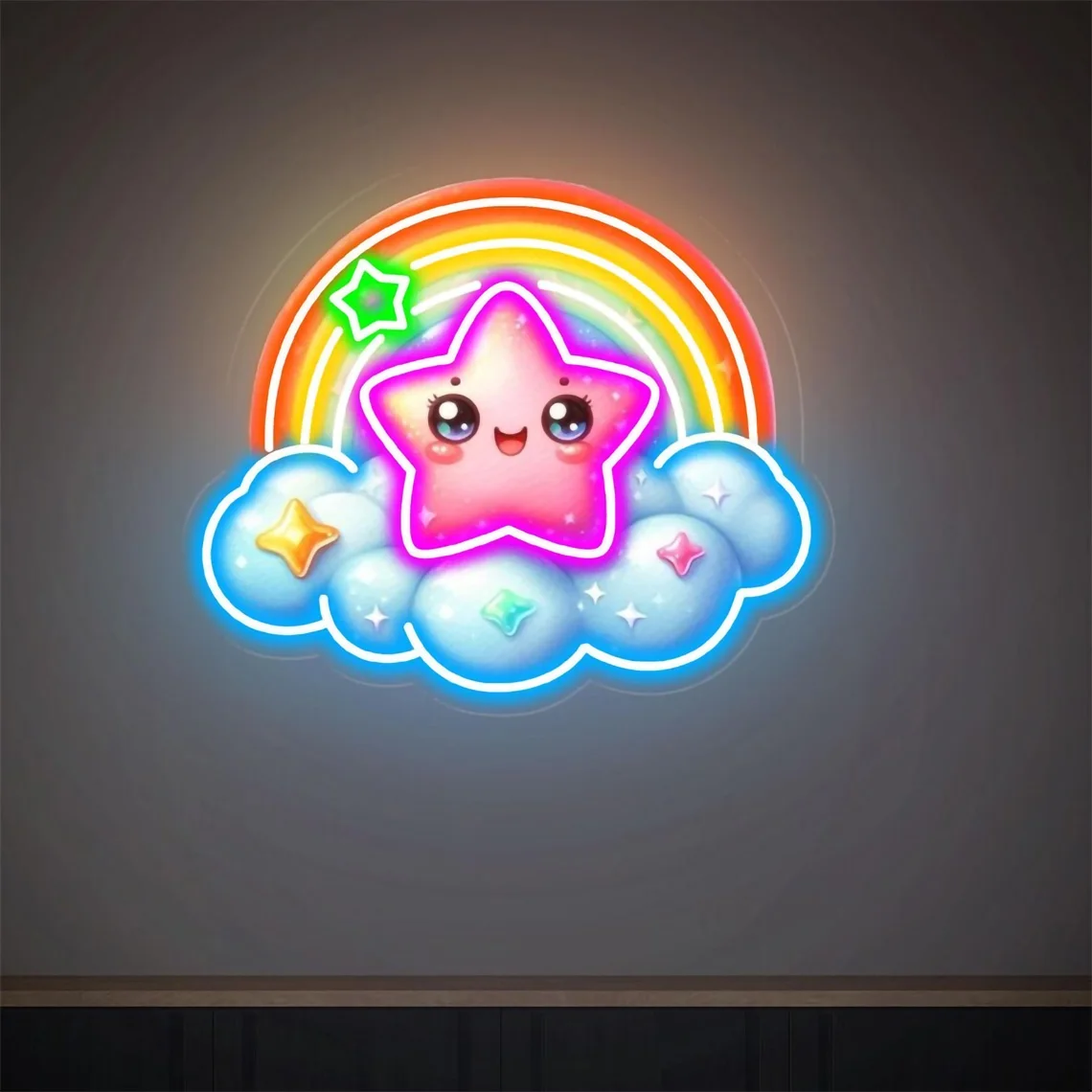 Rainbow Cloud Neon Sign Cute Star Acrylic Sign Handmade Neon Sign for Bedroom Decor Gifts for Kids
Rainbow Cloud Neon Sign Cute Star Acrylic Sign Handmade Neon Sign for Bedroom Decor Gifts for Kids