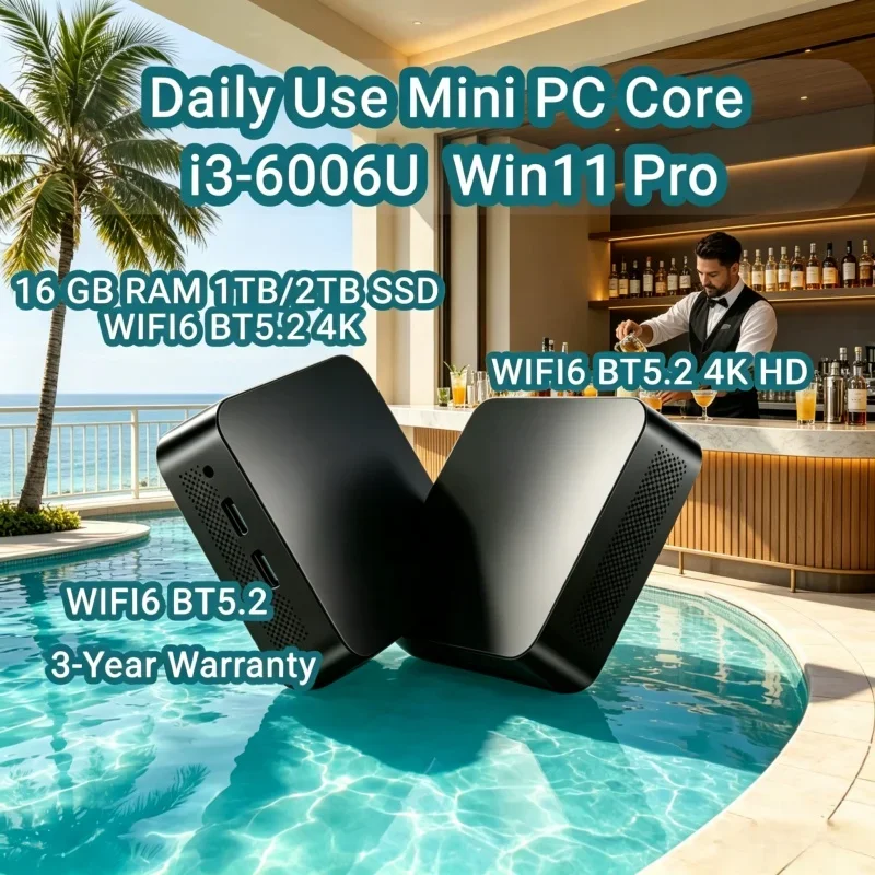 BestSelling Compact Desktop Mini PC Core i3-6006U Win11 Pro 16GB RAM 1TB/2TB SSD 4K HD WiFi6 BT5.2 Home Office
BestSelling Compact Desktop Mini PC Core i3-6006U Win11 Pro 16GB RAM 1TB/2TB SSD 4K HD WiFi6 BT5.2 Home Office
