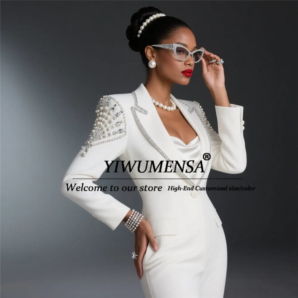 Luxury Pearls Beaded Suits Women For Wedding Customized Single Breasted Prom Blazer Outfits Mother Of Bride Dress Evening Gowns
Luxury Pearls Beaded Suits Women For Wedding Customized Single Breasted Prom Blazer Outfits Mother Of Bride Dress Evening Gowns
