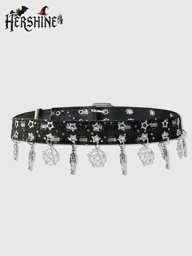 HERSHINE 1-piece set of women's black pentagram eye decoration denim fabric decorative belt Y2K punk style Halloween accessories
HERSHINE 1-piece set of women's black pentagram eye decoration denim fabric decorative belt Y2K punk style Halloween accessories