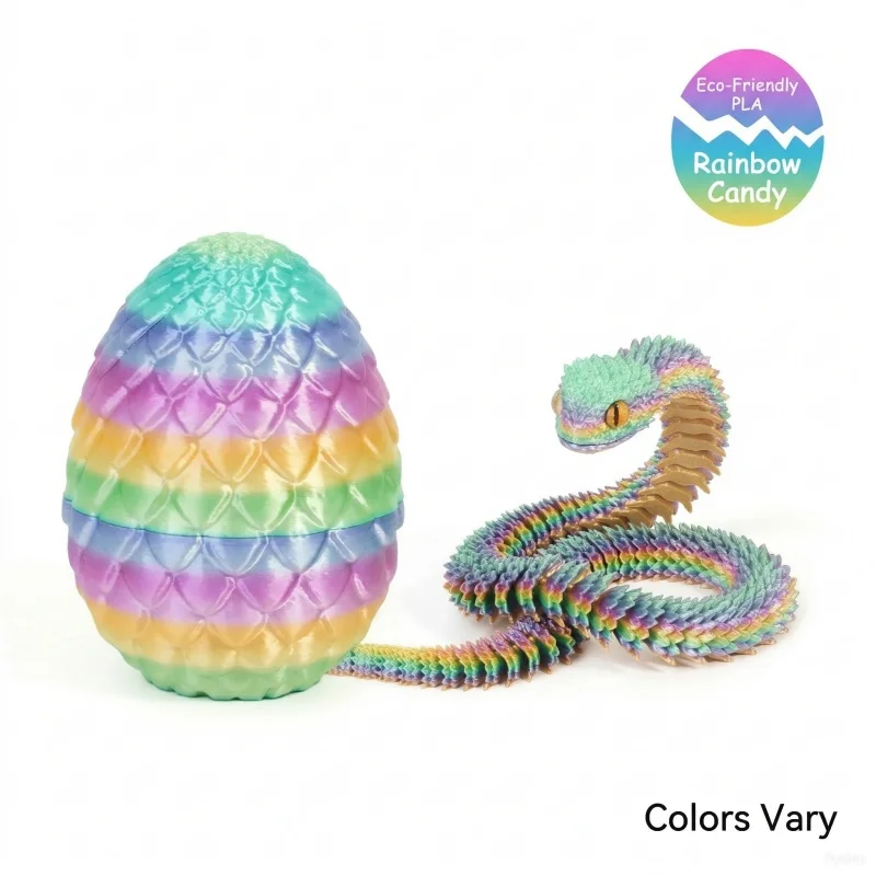 3D Printed Snake Egg With Flexible Inner Hinge Animal Toy, Movable Joint Surprise Egg Desktop Home Decoration Home Decor Gifts
3D Printed Snake Egg With Flexible Inner Hinge Animal Toy, Movable Joint Surprise Egg Desktop Home Decoration Home Decor Gifts
