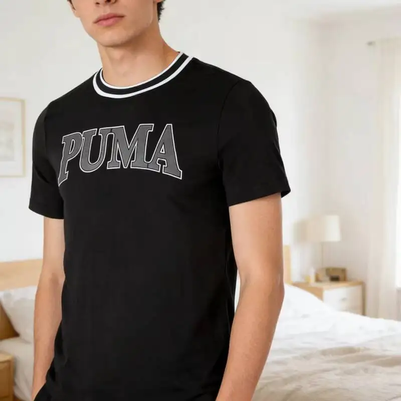 Новая мужская футболка Puma 2026 года с контрастным ребристым воротником и буквенным принтом, повседневная черная футболка 682183-01
Новая мужская футболка Puma 2026 года с контрастным ребристым воротником и буквенным принтом, повседневная черная футболка 682183-01
