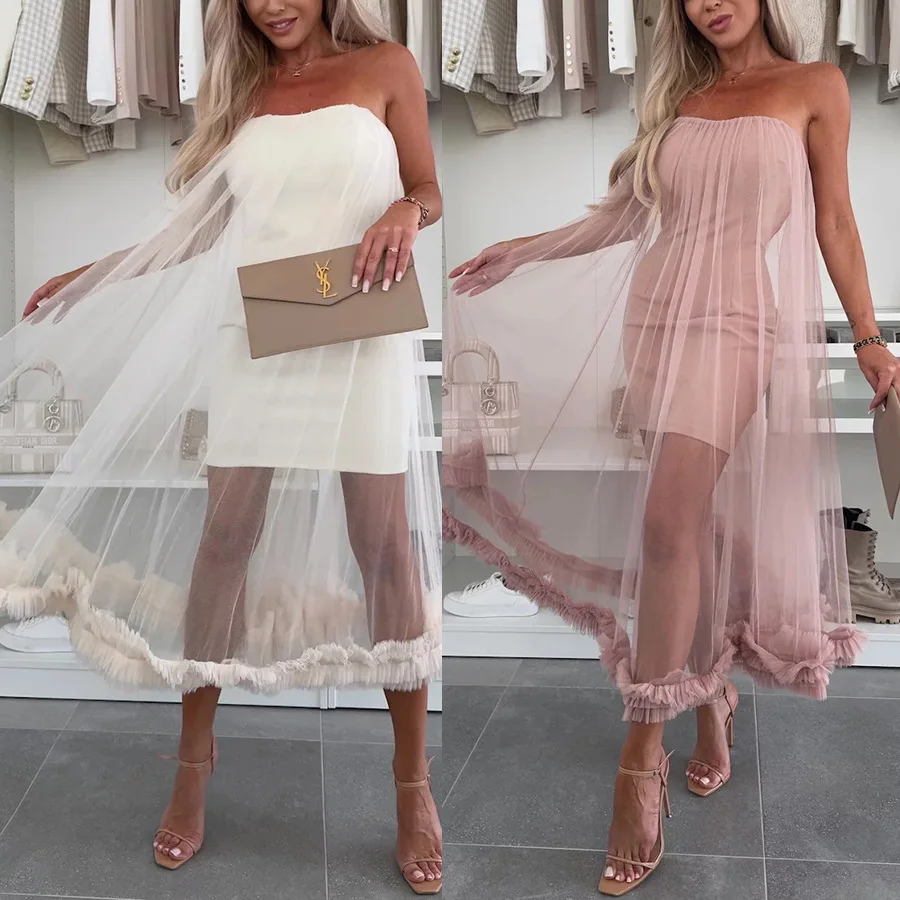2025 Spring/Summer New Women's Dress with Chest Wrapping Mesh Sleeveless INS Casual Loose Vacation Dress
2025 Spring/Summer New Women's Dress with Chest Wrapping Mesh Sleeveless INS Casual Loose Vacation Dress