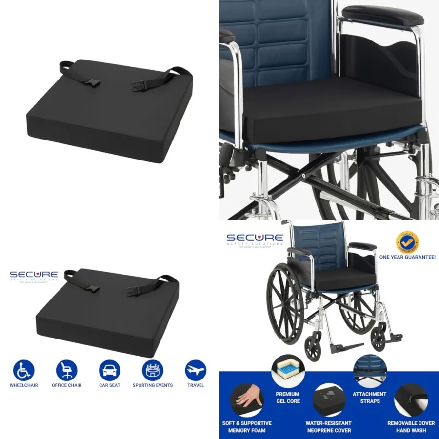 Wheelchair Gel Cushion with Safety Attachment Strap, 18x16x3 Inch - Gel and Foam Orthopedic Chair Pad - Decubitus Ulcer and Sci
Wheelchair Gel Cushion with Safety Attachment Strap, 18x16x3 Inch - Gel and Foam Orthopedic Chair Pad - Decubitus Ulcer and Sci