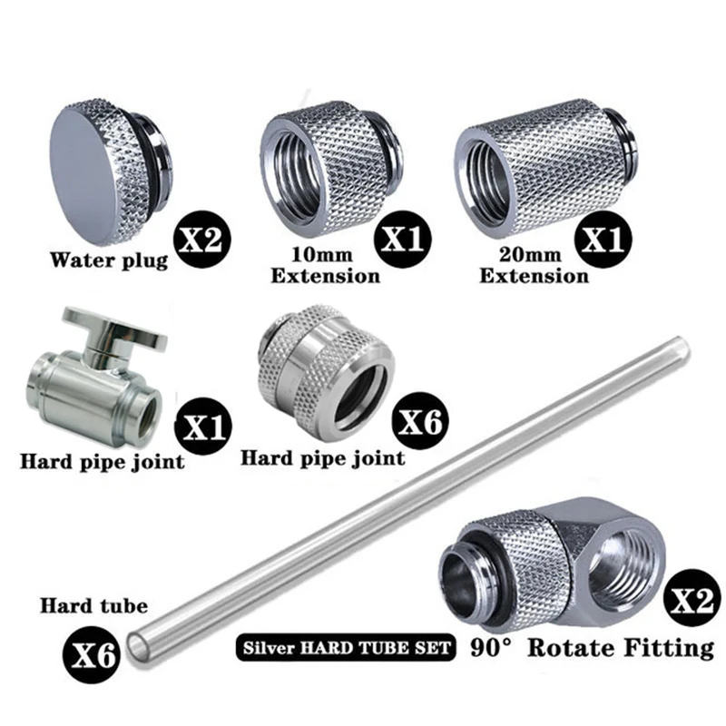 90 Degree Hard Tube Pipe Fitting KIt/Tube KIts Set For PC Water Cooling System OD 14MM,PC Gamer DIY Gamer Cabinet
90 Degree Hard Tube Pipe Fitting KIt/Tube KIts Set For PC Water Cooling System OD 14MM,PC Gamer DIY Gamer Cabinet