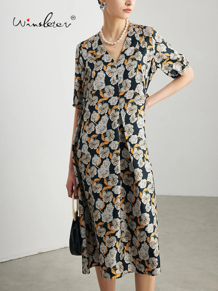 Winsleter-100%Real Silk Elegant Dress, V Neck Short Sleeve Print, Women French Retro Versatile Dresses, 2026 Spring New D61311CC
Winsleter-100%Real Silk Elegant Dress, V Neck Short Sleeve Print, Women French Retro Versatile Dresses, 2026 Spring New D61311CC