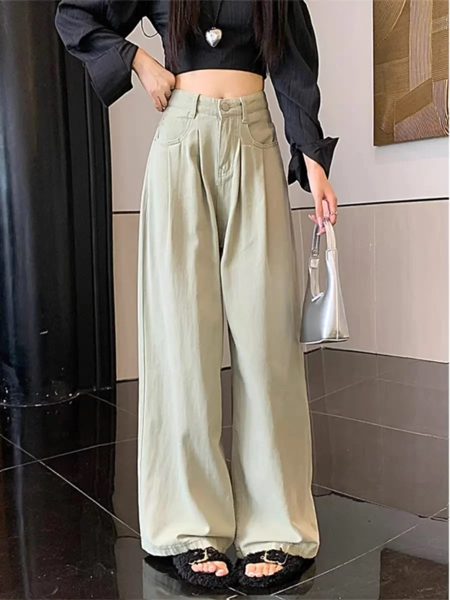 Vintage Green Autumn New Y2k Women's Jeans High Waist Slim Loose Full Length Straight Chic Fashion Female Wide Leg Pants Z164
Vintage Green Autumn New Y2k Women's Jeans High Waist Slim Loose Full Length Straight Chic Fashion Female Wide Leg Pants Z164