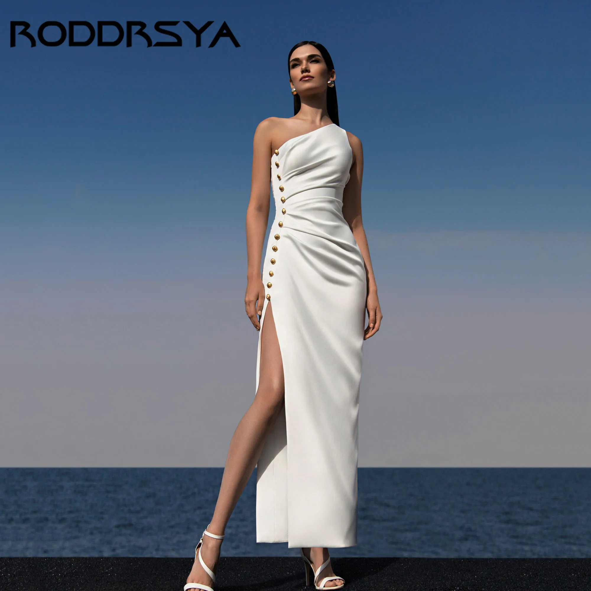 RODDRSYA One Shoulder Bridal Dress Satin Ankle Length Straight Wedding Gown Sleeveless Simple Button vestido de novia Customized
RODDRSYA One Shoulder Bridal Dress Satin Ankle Length Straight Wedding Gown Sleeveless Simple Button vestido de novia Customized