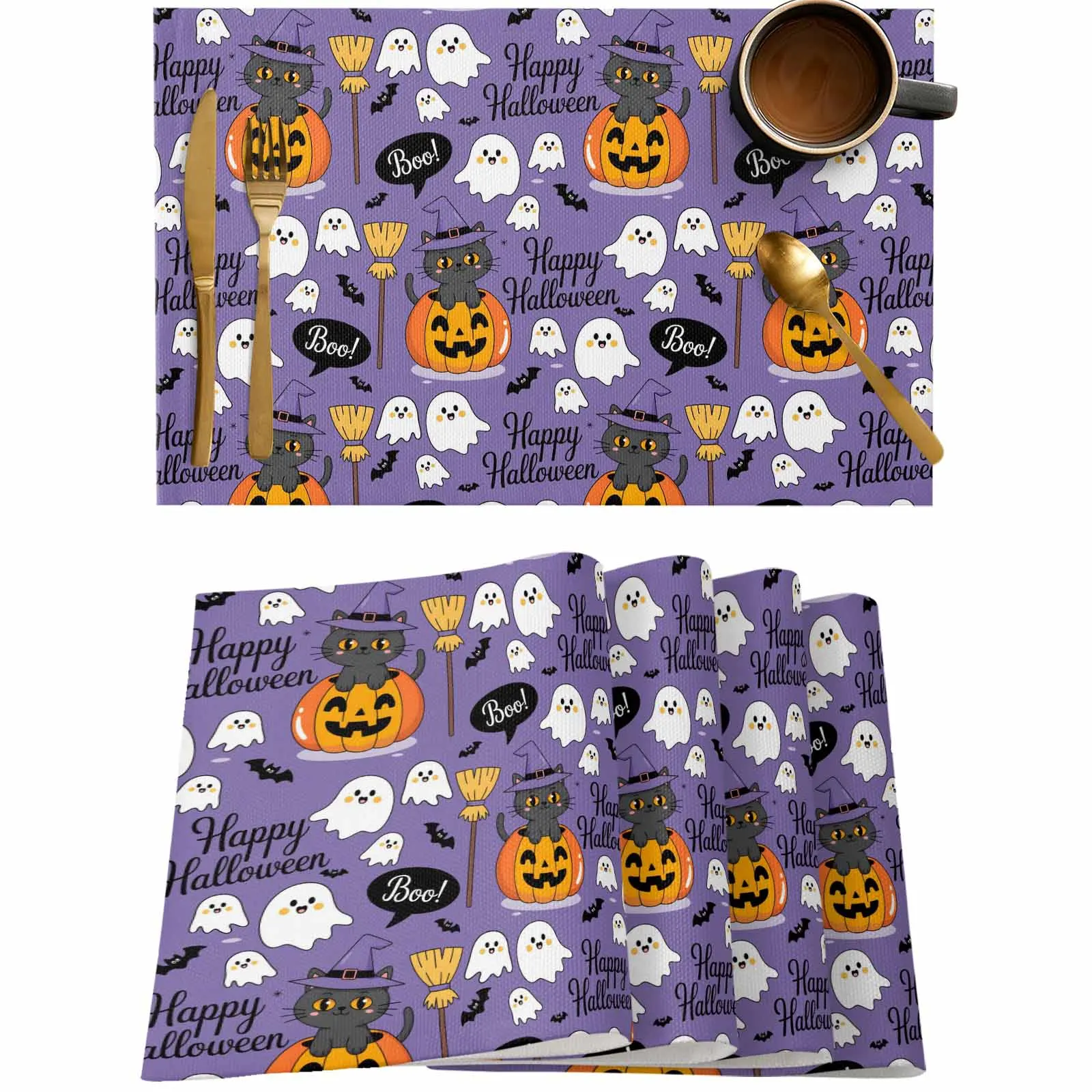 4/6 Pcs Halloween Cat Pumpkin Purple Placemat Wedding Party Dining Decor Linen Table Mat Kitchen Accessories
4/6 Pcs Halloween Cat Pumpkin Purple Placemat Wedding Party Dining Decor Linen Table Mat Kitchen Accessories