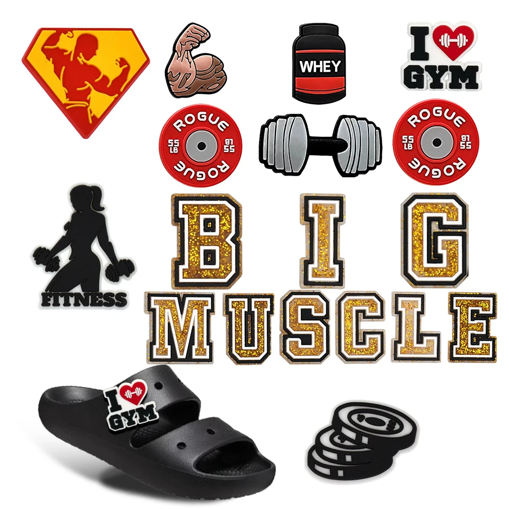1-15pcs Bodybuilding Style mixed Shoe Charms Big Muscle Letter Workout Shoe Accessories fit Xmas Women Men Fashion Gym Slippers
1-15pcs Bodybuilding Style mixed Shoe Charms Big Muscle Letter Workout Shoe Accessories fit Xmas Women Men Fashion Gym Slippers