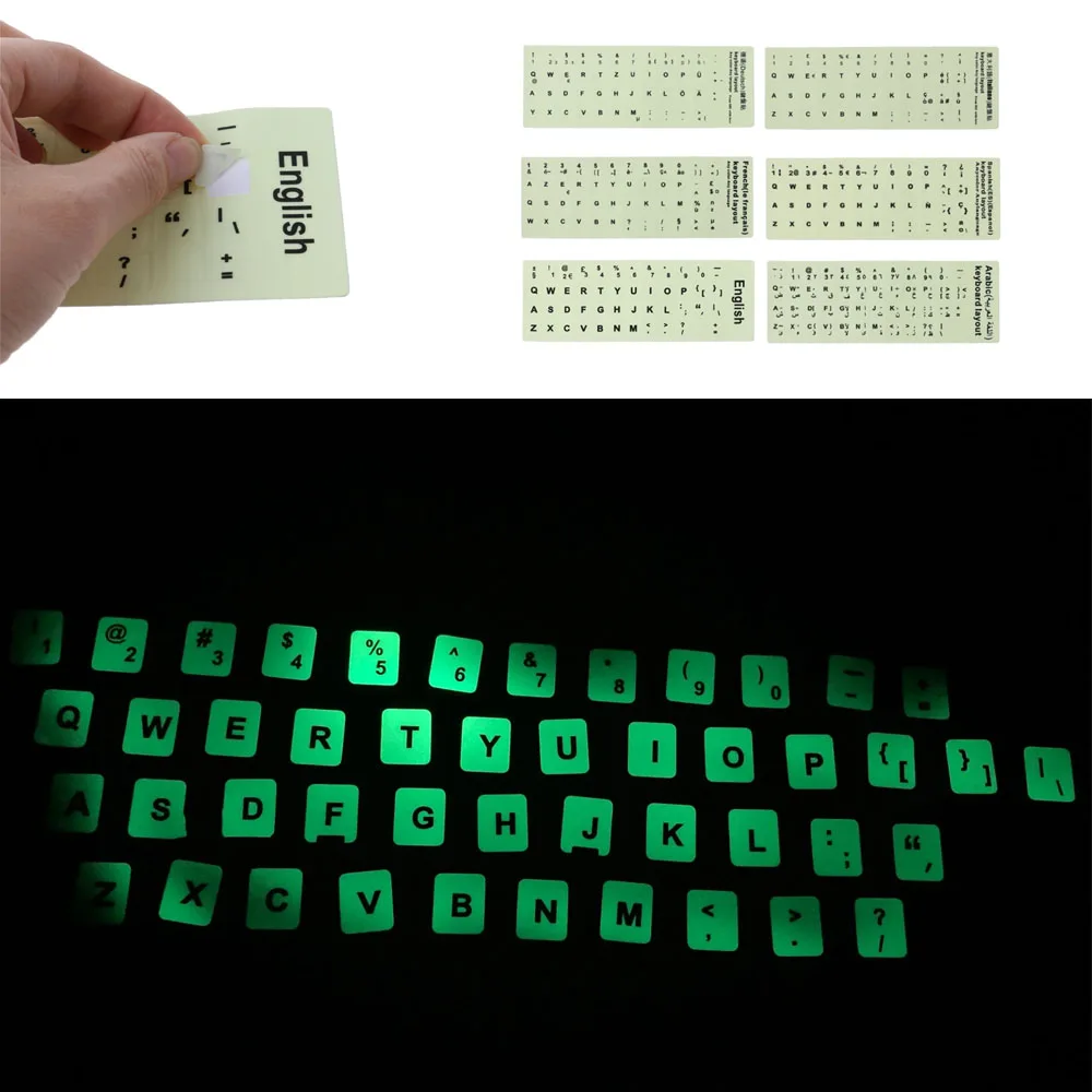 Arabic Russian English Italian German Spanish Tibetan Japanese French Korean Hebrew Luminous Keyboard Stickers For Notebook
Arabic Russian English Italian German Spanish Tibetan Japanese French Korean Hebrew Luminous Keyboard Stickers For Notebook