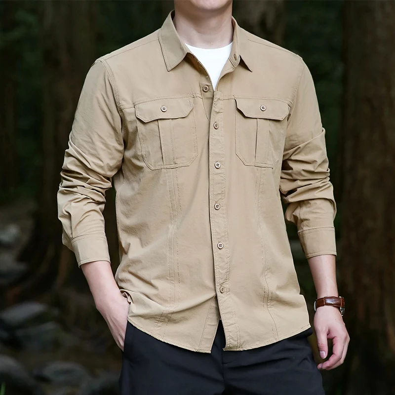 Men's Autumn Washed Pure Cotton Men's Loose Long Sleeved Shirt Multi Bag Workwear Long Sleeved Shirt Men
Men's Autumn Washed Pure Cotton Men's Loose Long Sleeved Shirt Multi Bag Workwear Long Sleeved Shirt Men