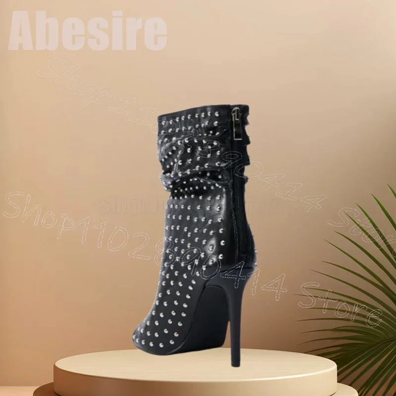 Metal Rivets Decor Black Peep Toe Sandals Boots Back Zipper Women Shoes Thin High Heels Party Banquet 2026 Zapatos Para Mujere
Metal Rivets Decor Black Peep Toe Sandals Boots Back Zipper Women Shoes Thin High Heels Party Banquet 2026 Zapatos Para Mujere