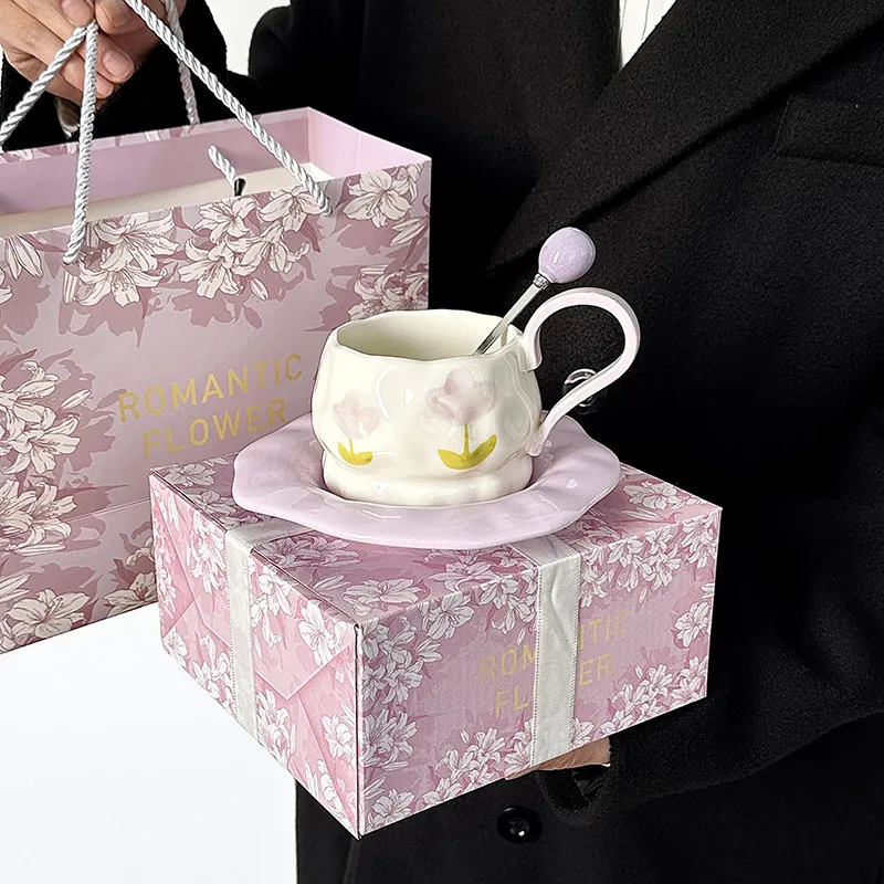 260ml Exquisite Tulip Coffee Cup Plate Ceramic Afternoon Teacup Dish Mark Cup Sets Girl's Companion Gift Women Festival Gift Box
260ml Exquisite Tulip Coffee Cup Plate Ceramic Afternoon Teacup Dish Mark Cup Sets Girl's Companion Gift Women Festival Gift Box