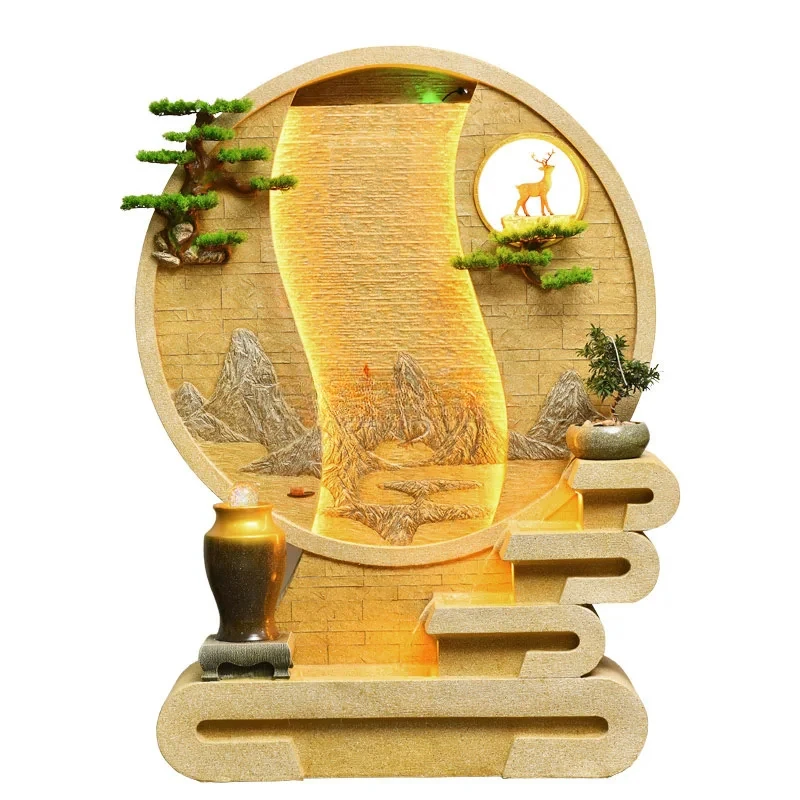 Large water curtain wall Chinese water fountain screen circulating fish tank floor ornament
Large water curtain wall Chinese water fountain screen circulating fish tank floor ornament