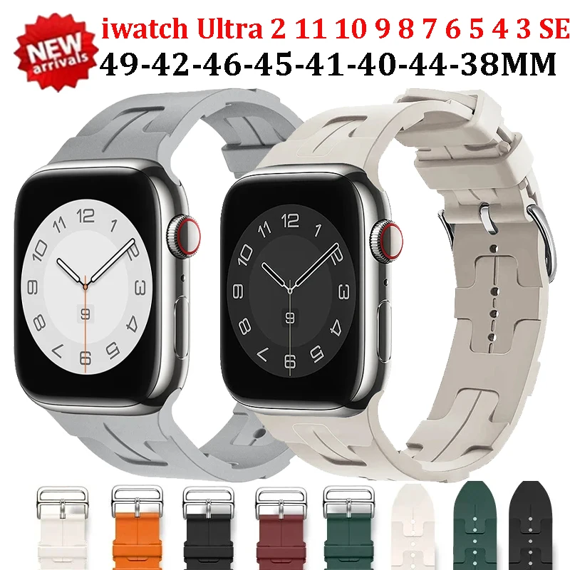 New Soft Silicone Strap For Apple Watch Ultra 49mm 11 10 9 8 45/41/42/46mm Metal Buckle Wristband iWatch Series 6 5 SE 40mm 44mm
New Soft Silicone Strap For Apple Watch Ultra 49mm 11 10 9 8 45/41/42/46mm Metal Buckle Wristband iWatch Series 6 5 SE 40mm 44mm
