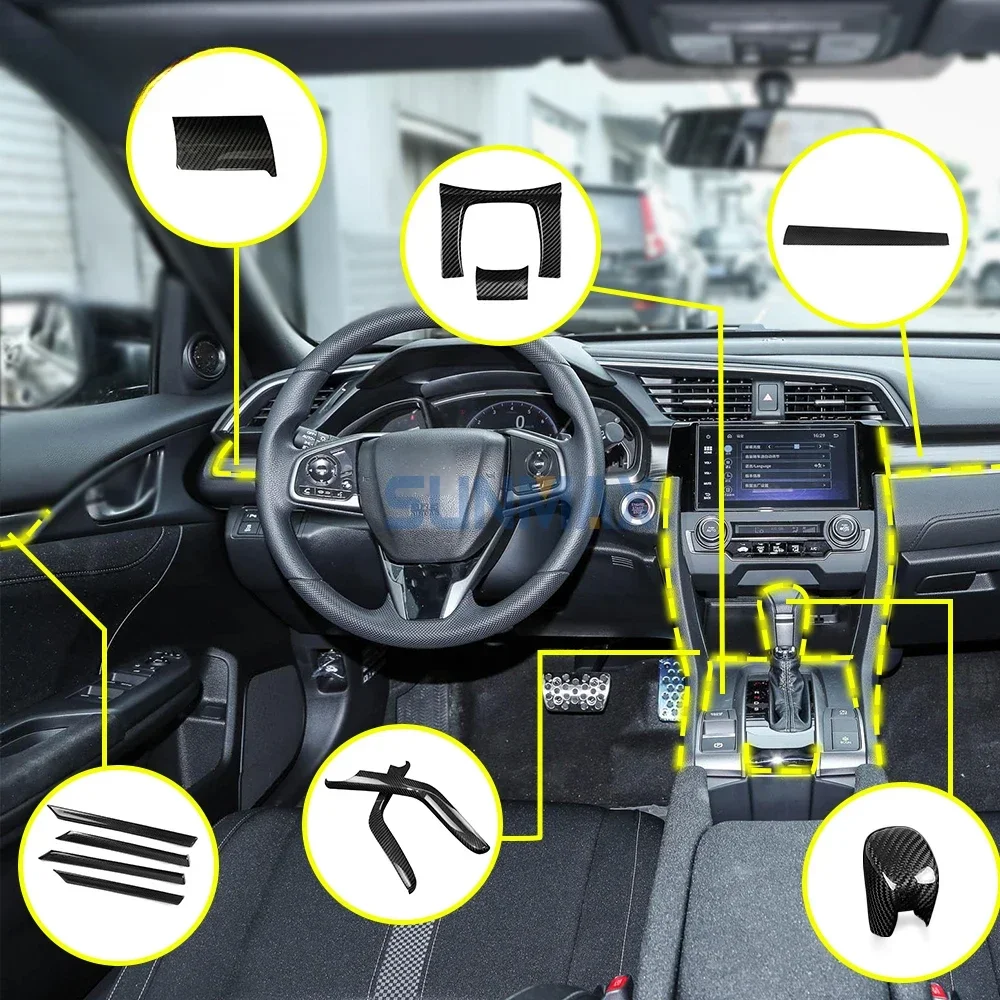 Real Carbon Car Center Console Dashboard Accessories Carbon Fiber Interior Cover Trim Kits For Honda Civic 10th Gen 2016-2020
Real Carbon Car Center Console Dashboard Accessories Carbon Fiber Interior Cover Trim Kits For Honda Civic 10th Gen 2016-2020