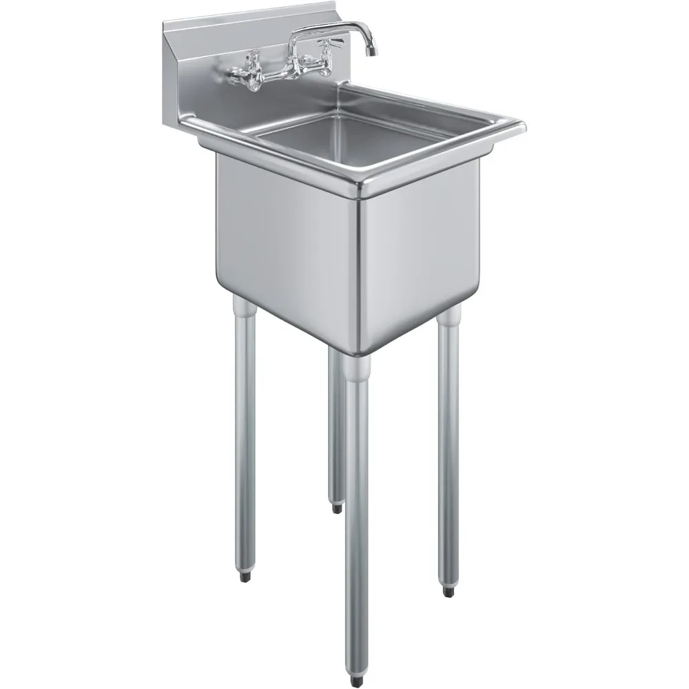 Stainless Steel Prep & Utility Sink With Faucet 304 Stainless Steel NSF Inner Bowl Size:18" x 18" | Overall Size: 24" x 23
Stainless Steel Prep & Utility Sink With Faucet 304 Stainless Steel NSF Inner Bowl Size:18" x 18" | Overall Size: 24" x 23