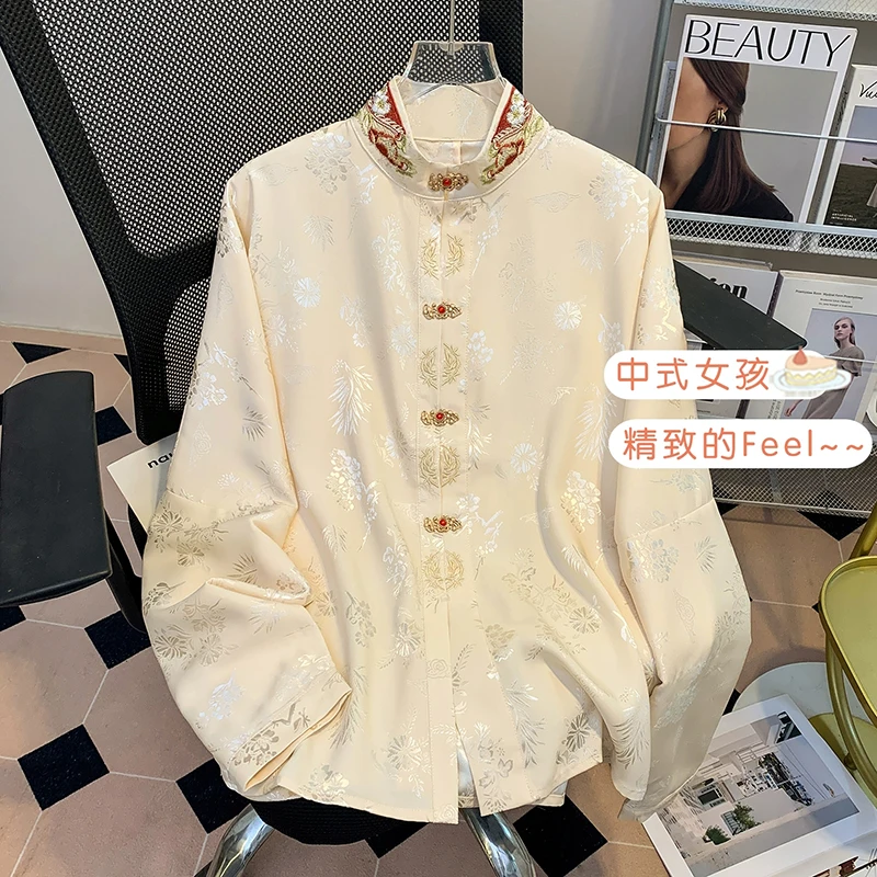 Y2K, новинка 2025, женская рубашка с вышивкой в китайском стиле, воротник-стойка и широкие рукава, элегантный топ Hanfu, восточная шикарная блузка, топ
Y2K, новинка 2025, женская рубашка с вышивкой в китайском стиле, воротник-стойка и широкие рукава, элегантный топ Hanfu, восточная шикарная блузка, топ