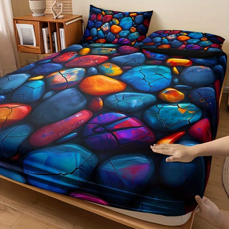Fitted Sheet Colorful Textured Stone Pattern Bedding Set Breathable Polyester All-Season Digital Print Sheet with Deep Pocket
Fitted Sheet Colorful Textured Stone Pattern Bedding Set Breathable Polyester All-Season Digital Print Sheet with Deep Pocket