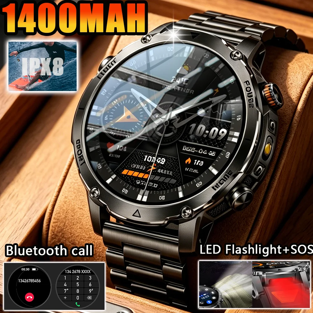 2026New Men's Outdoor Sports Smart Watch | 1400mAh Battery, LED Light, SOS, GPS, Bluetooth Call, IPX8 Waterproof, Health Monitor
2026New Men's Outdoor Sports Smart Watch | 1400mAh Battery, LED Light, SOS, GPS, Bluetooth Call, IPX8 Waterproof, Health Monitor