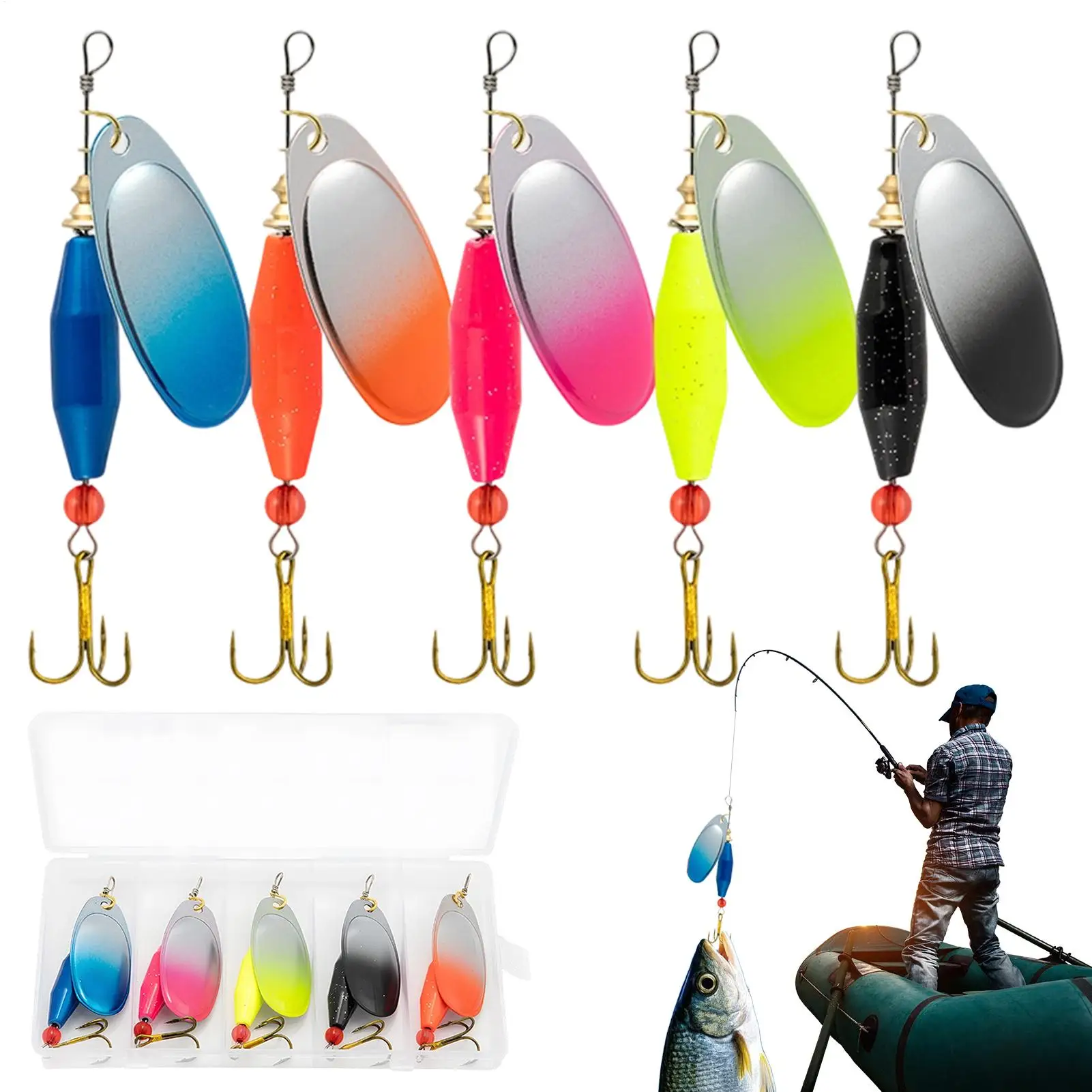 5PCS Bass Fishing Lures with Rotating Sequins Metal Spinner Baits for Trout Saltwater Freshwater, Lake Pond Boat Fishing Tackle
5PCS Bass Fishing Lures with Rotating Sequins Metal Spinner Baits for Trout Saltwater Freshwater, Lake Pond Boat Fishing Tackle