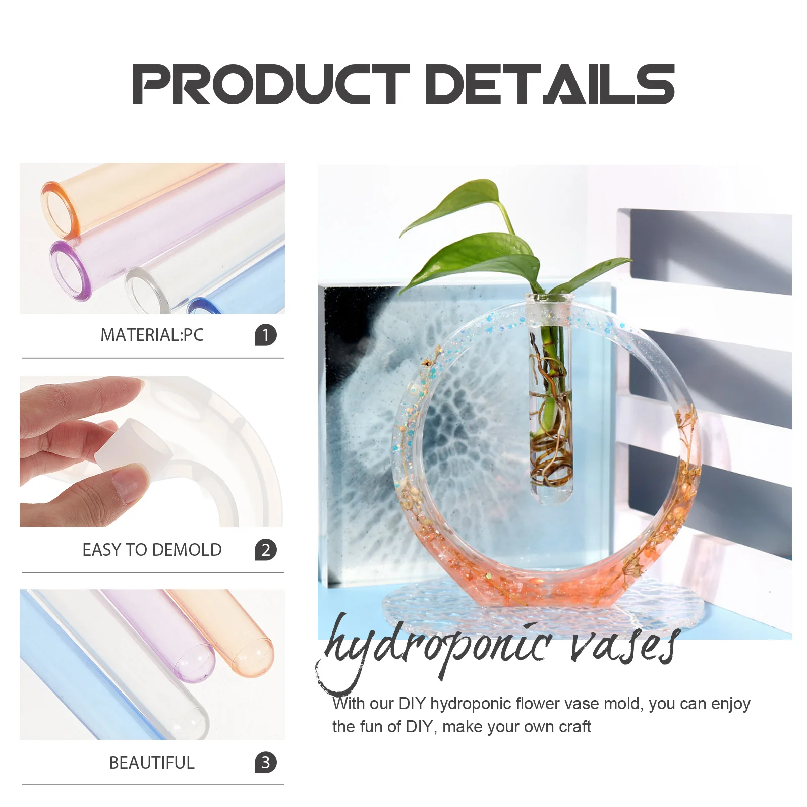 1 Set Of Hydroponic Vase Silicone Craft Mold For Diy Flower Vase Making Epoxy Casting Mold Desktop Organization Cup Plant Holder
1 Set Of Hydroponic Vase Silicone Craft Mold For Diy Flower Vase Making Epoxy Casting Mold Desktop Organization Cup Plant Holder