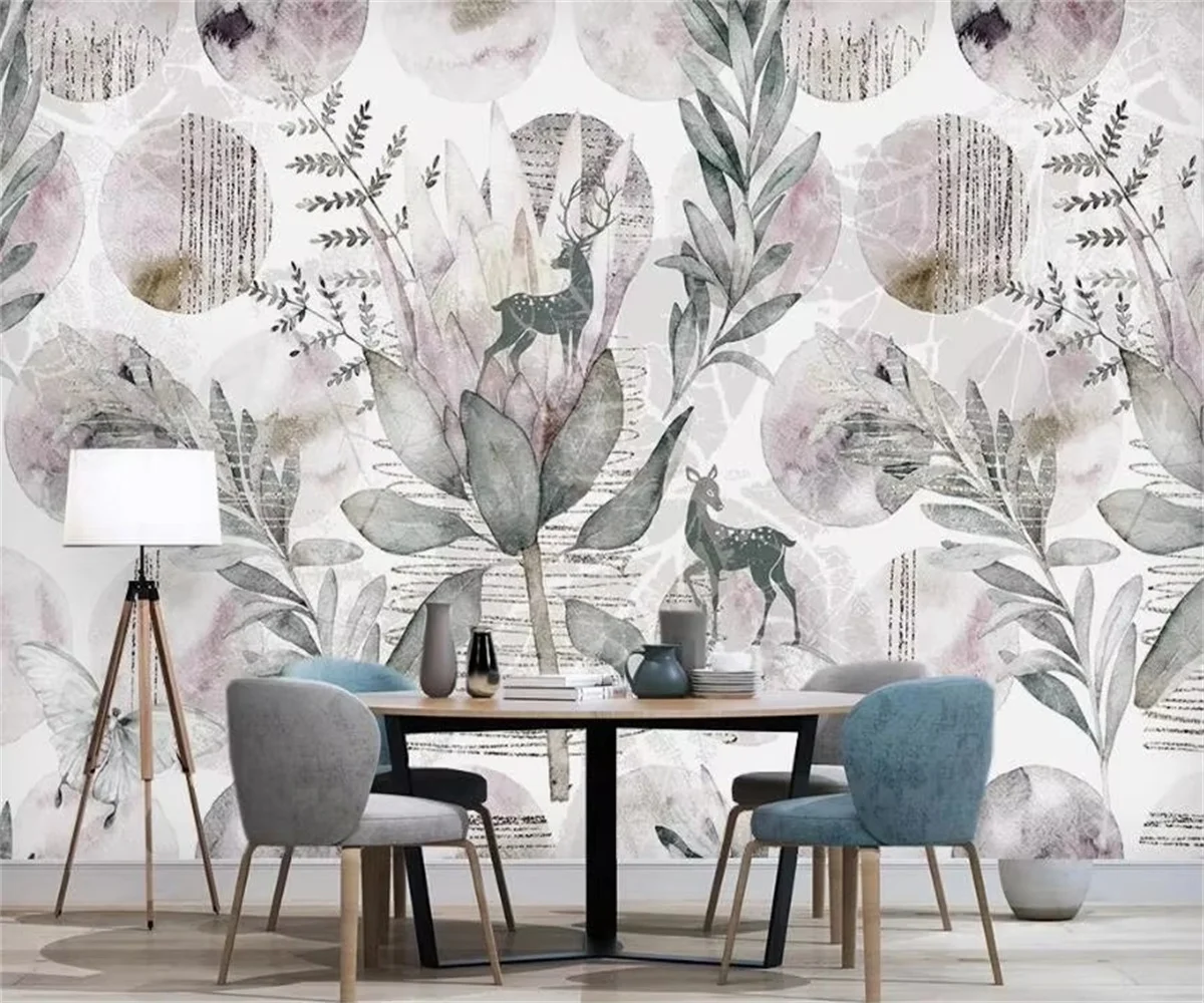 Customized size wallpaper, tropical rainforest plants, banana leaf mural, hand-painted leaves, fern leaves, decorative painting
Customized size wallpaper, tropical rainforest plants, banana leaf mural, hand-painted leaves, fern leaves, decorative painting