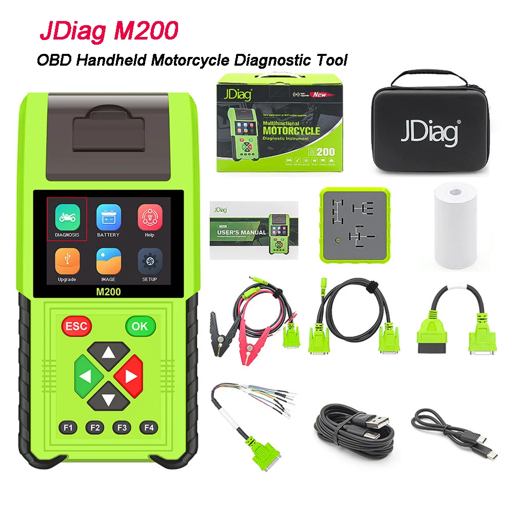 JDiag M200 OBD ручной тестер реле инжектора для мотоцикла с принтером, диагностический инструмент с двойной системой
JDiag M200 OBD ручной тестер реле инжектора для мотоцикла с принтером, диагностический инструмент с двойной системой