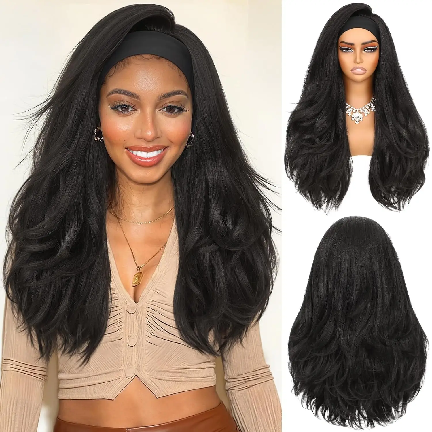 Synthetic 26Inch-18Inch Yaki Wavy Headband Wig for Black Women Kinky Straight Headband Wig with Layered Blowout Texture Half Wig
Synthetic 26Inch-18Inch Yaki Wavy Headband Wig for Black Women Kinky Straight Headband Wig with Layered Blowout Texture Half Wig