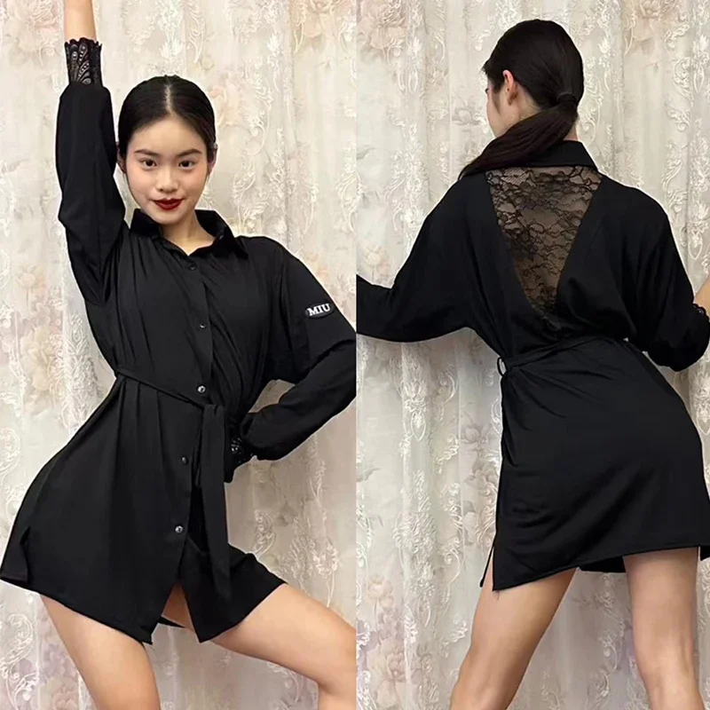 Latin Dance Clothes Women Black Lace Shirts Adult Long Sleeves Loose Practice Dress Adult Rumba Modern Dance Clothing DNV19193
Latin Dance Clothes Women Black Lace Shirts Adult Long Sleeves Loose Practice Dress Adult Rumba Modern Dance Clothing DNV19193