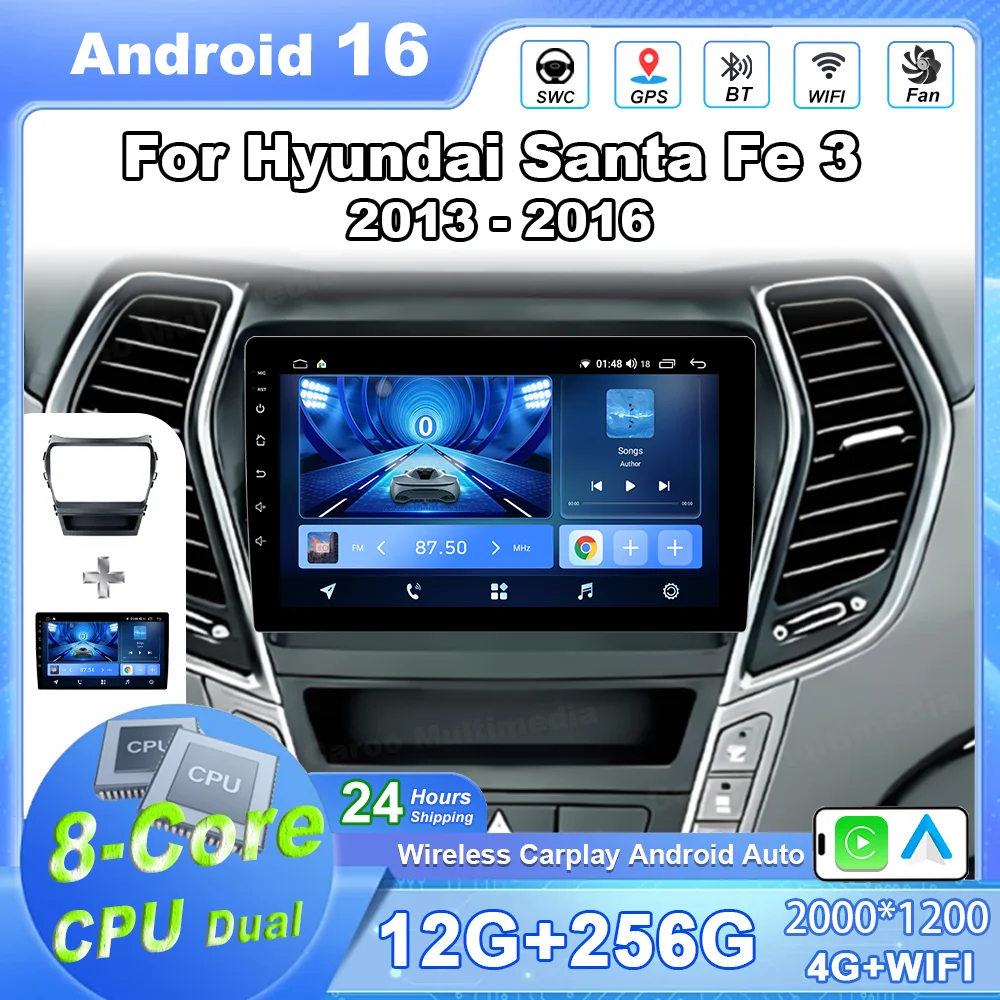 Car Android 16 Carplay For Hyundai Santa Fe 3 2013 - 2016 Car Radio Multimedia Video Player Navigation GPS No 2din DVD WIFI DSP
Car Android 16 Carplay For Hyundai Santa Fe 3 2013 - 2016 Car Radio Multimedia Video Player Navigation GPS No 2din DVD WIFI DSP