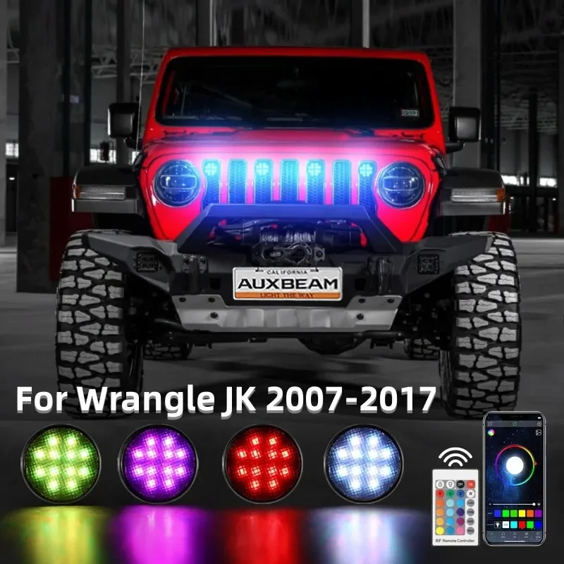 4Pcs/set Car Grille LED Light with Wiring Harness LED Decorative Lamp for Wrangle JK 2007-2017 (RGBW APP+RF Remote Lights)
4Pcs/set Car Grille LED Light with Wiring Harness LED Decorative Lamp for Wrangle JK 2007-2017 (RGBW APP+RF Remote Lights)
