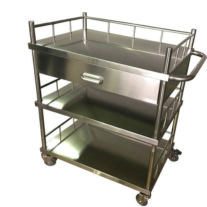 T205C Stainless Steel Trolleys With Big Whole Drawers 3 Layers Medical Trolley Cart
T205C Stainless Steel Trolleys With Big Whole Drawers 3 Layers Medical Trolley Cart