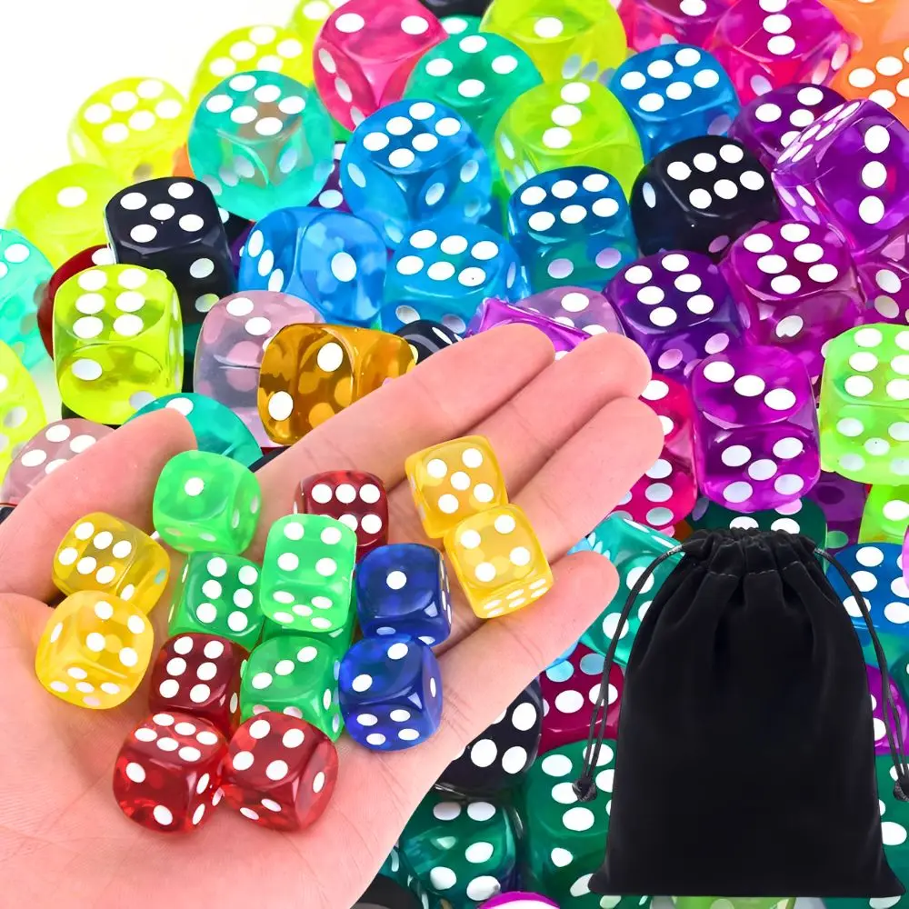 10pcs 14mm Transparent Colored Dice & Black Storage Pouch for Board Games, Casino, Family Party Tabletop Game Accessories YMY
10pcs 14mm Transparent Colored Dice & Black Storage Pouch for Board Games, Casino, Family Party Tabletop Game Accessories YMY
