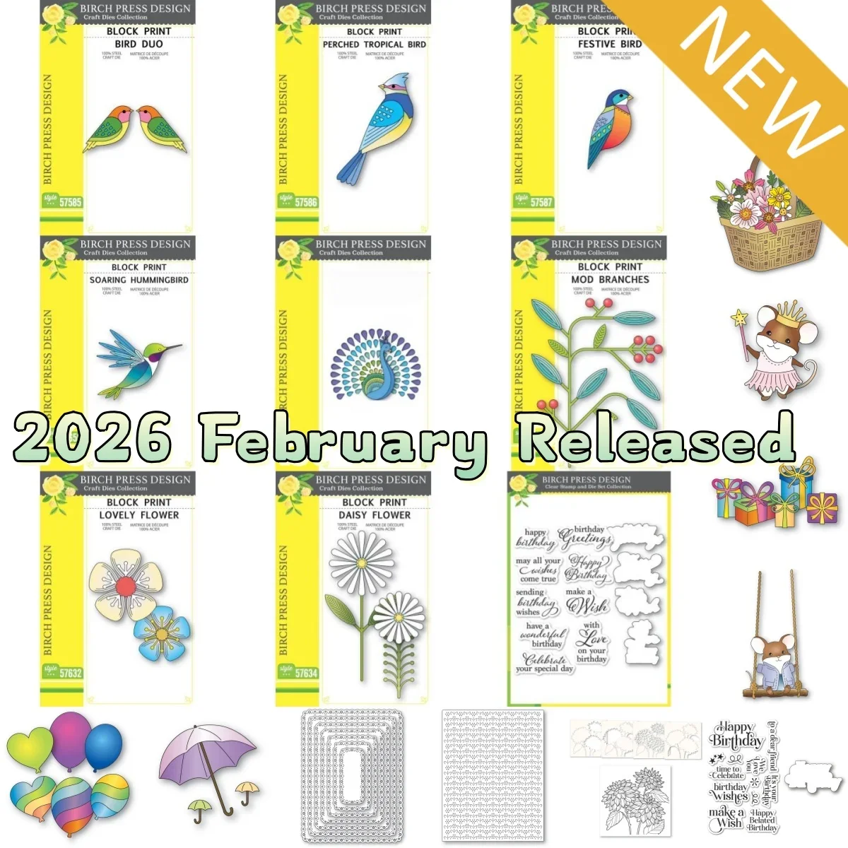 2026 Balloons Mouse Basket Hummingbird Daisy Flower Metal Cutting Dies Clear Stamps Stencil for DIY Greeting Card Making
2026 Balloons Mouse Basket Hummingbird Daisy Flower Metal Cutting Dies Clear Stamps Stencil for DIY Greeting Card Making