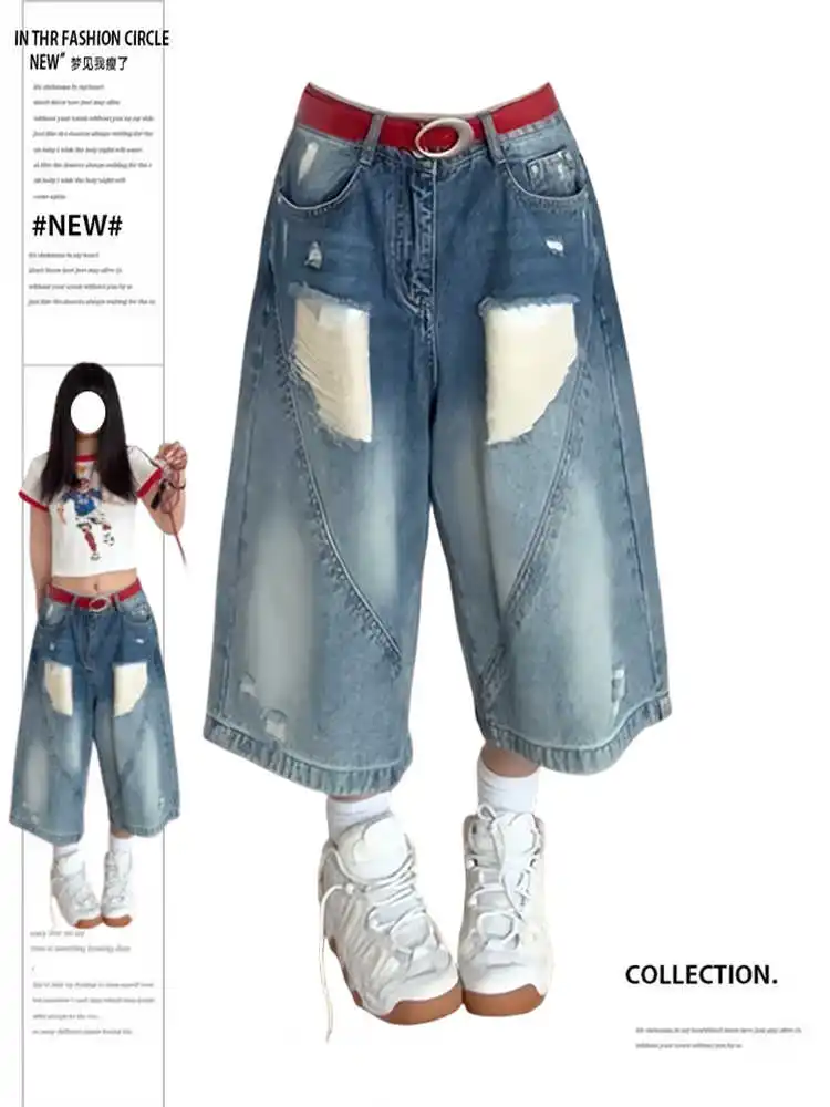 American Style Vintage Girl Jeans Loose Fit Wide Leg Straight Leg Denim Shorts Sensibility Design For Summer Wholesale
American Style Vintage Girl Jeans Loose Fit Wide Leg Straight Leg Denim Shorts Sensibility Design For Summer Wholesale