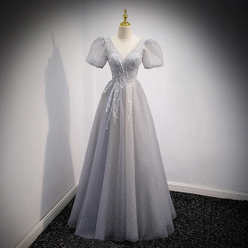 Gray temperament evening dress women's 2024 summer new banquet fairy temperament vocal art examination annual meeting host dress
Gray temperament evening dress women's 2024 summer new banquet fairy temperament vocal art examination annual meeting host dress