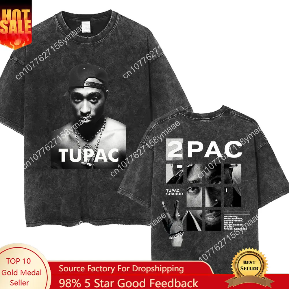 Rapper Tupac 2pac Hip Hop Washed Vintage T-shirts Gothic Punk Trendy Men Women Streetwear Oversized Summer Cotton T Shirts Male
Rapper Tupac 2pac Hip Hop Washed Vintage T-shirts Gothic Punk Trendy Men Women Streetwear Oversized Summer Cotton T Shirts Male