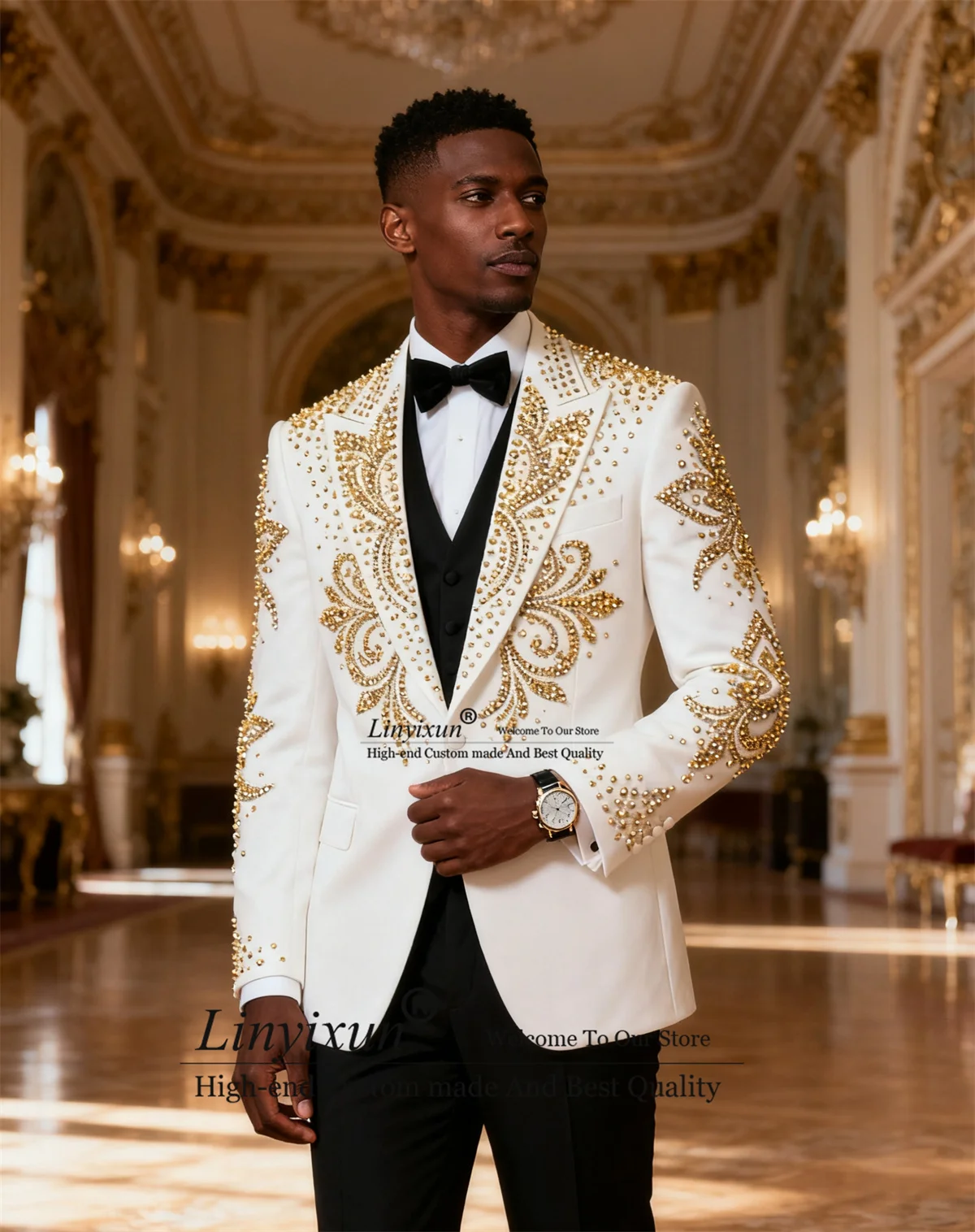 Handsome Ornament Rhinestones Men Suits 3 Pieces Sets Groom Male Blazers Customized Wedding Tuxedos Slim Fit Formal Ropa hombre
Handsome Ornament Rhinestones Men Suits 3 Pieces Sets Groom Male Blazers Customized Wedding Tuxedos Slim Fit Formal Ropa hombre