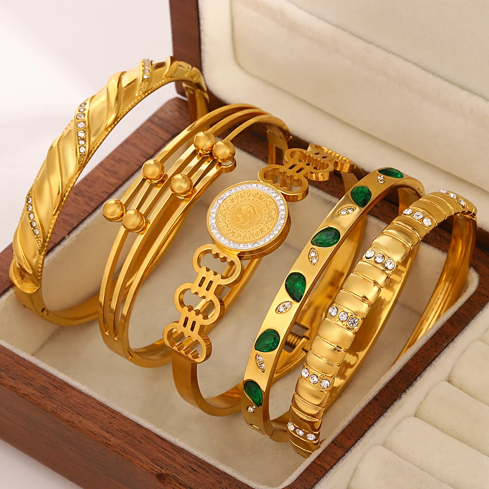 Gold Color Stainless Steel Bracelet Bangle for Women Men Stackable Round Avatar Green Zirconia Bracelet Waterproof Jewelry Gifts
Gold Color Stainless Steel Bracelet Bangle for Women Men Stackable Round Avatar Green Zirconia Bracelet Waterproof Jewelry Gifts