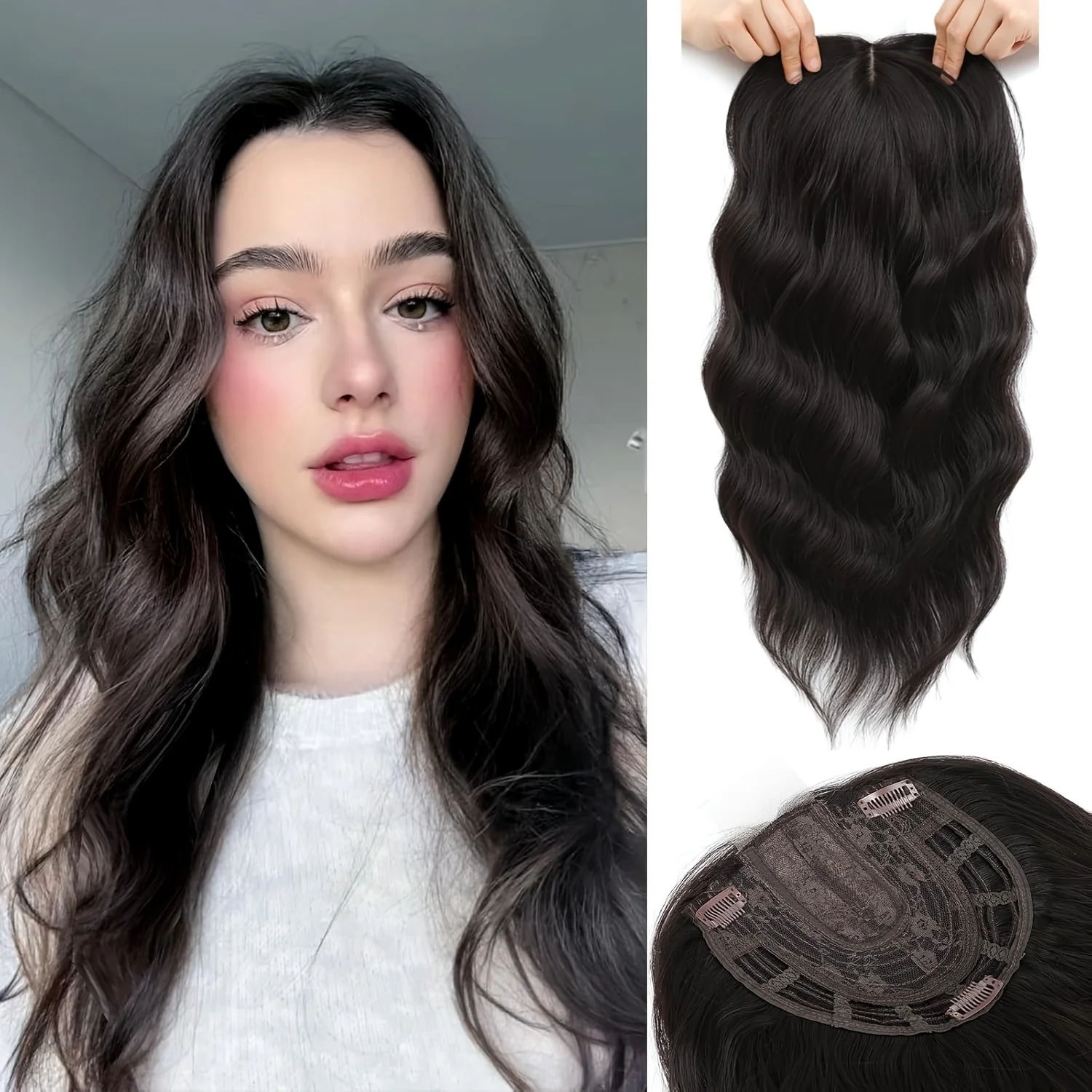 360° 3D Hair Toppers for Women with Thinning Hair - 20 Inch Long Curly Topper with Side Bangs Ombre Light Blonde Dark Root
360° 3D Hair Toppers for Women with Thinning Hair - 20 Inch Long Curly Topper with Side Bangs Ombre Light Blonde Dark Root