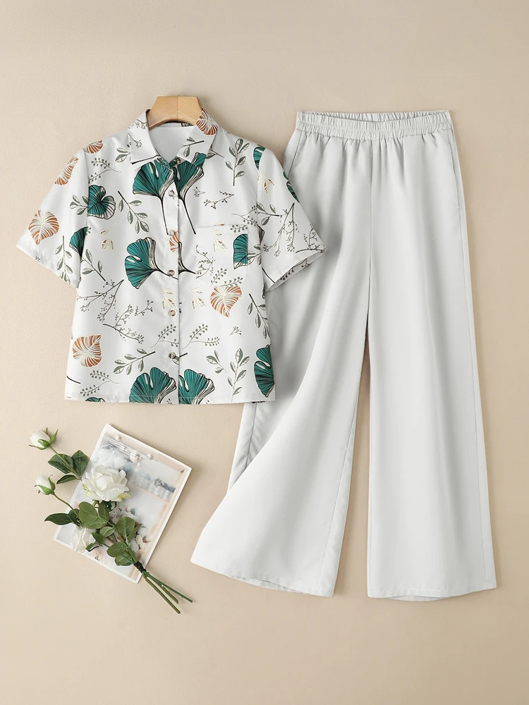 ZANZEA Women Commute 2 Piece Sets Vacation Everyday Wide-Leg Solid Pants Floral Print Short Sleeve Shirts Pant Sets 2PCS Outfits
ZANZEA Women Commute 2 Piece Sets Vacation Everyday Wide-Leg Solid Pants Floral Print Short Sleeve Shirts Pant Sets 2PCS Outfits