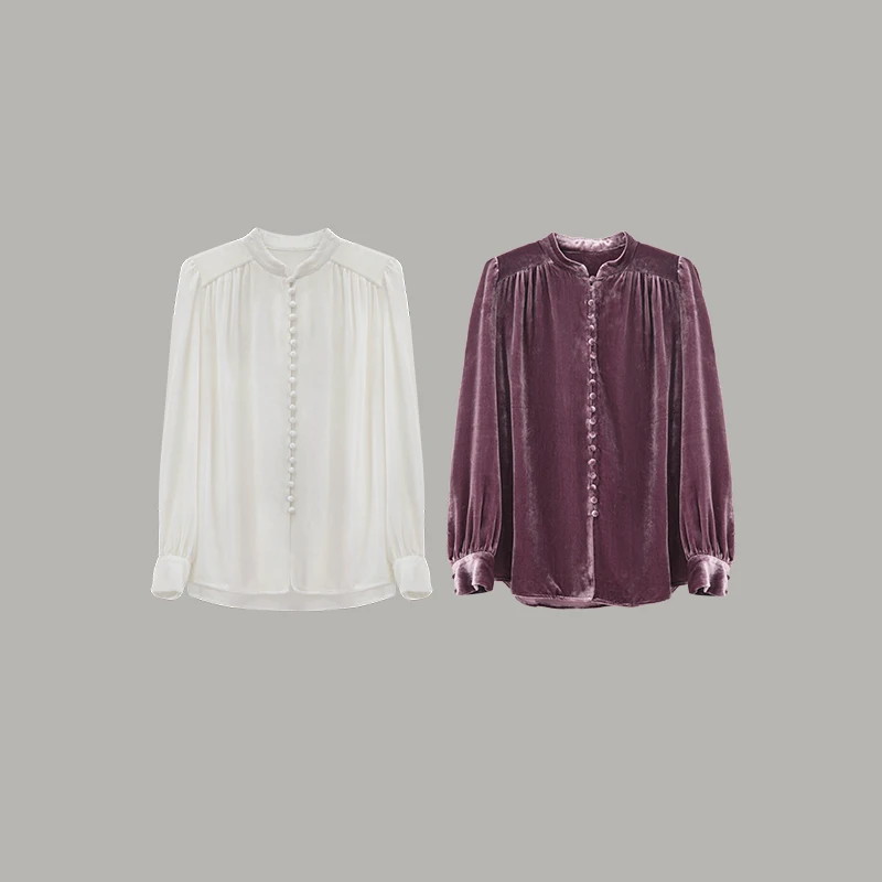 'tening to Spring' 00% Silk Velvet irt Ele Loose Dra Static Luxury Sle Long Sve Women's irt
'tening to Spring' 00% Silk Velvet irt Ele Loose Dra Static Luxury Sle Long Sve Women's irt