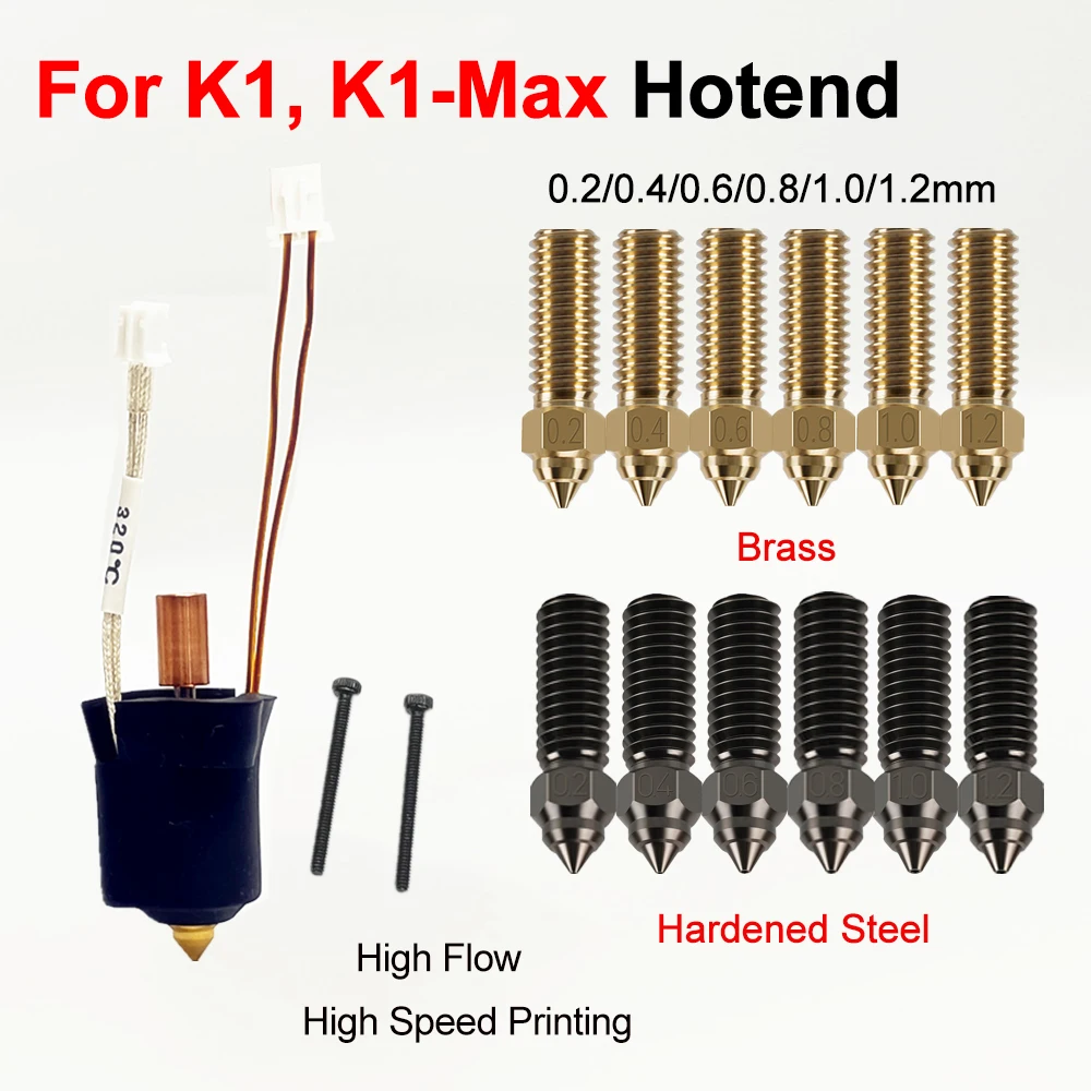 Комплект Hotend K1 для Creality K1 Max, комплект керамического нагревателя сопла 300 ° Биметаллический экструдер C для аксессуаров Hotend 3D-принтера Creality K1 
Комплект Hotend K1 для Creality K1 Max, комплект керамического нагревателя сопла 300 ° Биметаллический экструдер C для аксессуаров Hotend 3D-принтера Creality K1