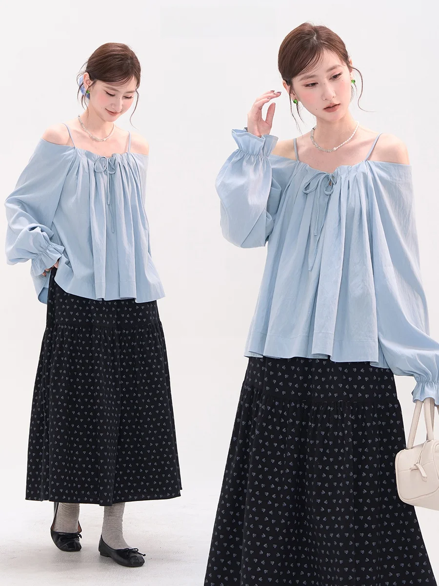 Ele Blue Folded Hem Strap irt oulder Bared Women's Early Autumn Top by Heme Floral Field Window Soft Breathable Pure ...
Ele Blue Folded Hem Strap irt oulder Bared Women's Early Autumn Top by Heme Floral Field Window Soft Breathable Pure ...