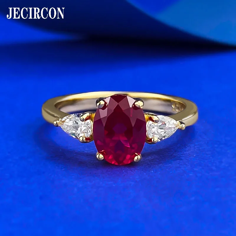 JECIRCON 18K Gold High Carbon Diamond Ring S925 Sterling Silver Pigeon Blood Red 6*8mm Oval Red Corundum Fashion Versatile Ring
JECIRCON 18K Gold High Carbon Diamond Ring S925 Sterling Silver Pigeon Blood Red 6*8mm Oval Red Corundum Fashion Versatile Ring